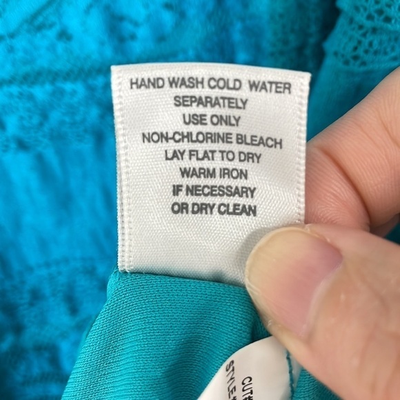 NWT. Dress Barn 16 Teal Lace Shift Dress. - Picture 9 of 12